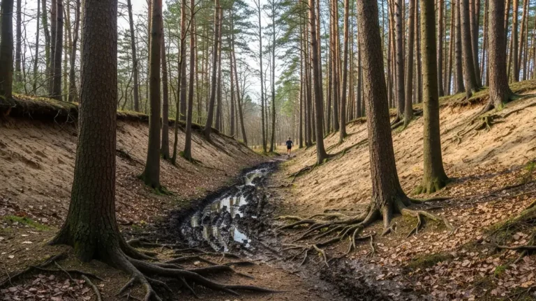 Leśna trasa biegowa w Trójmiejskim Parku Krajobrazowym w Gdyni