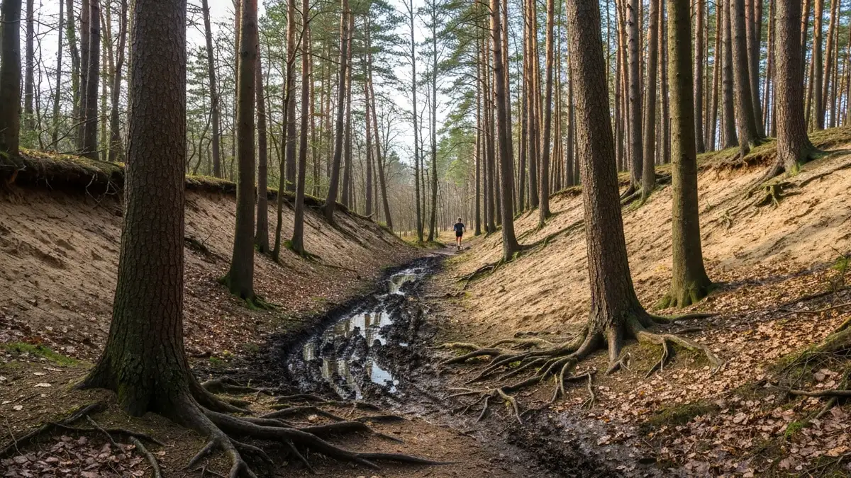 Leśna trasa biegowa w Trójmiejskim Parku Krajobrazowym w Gdyni