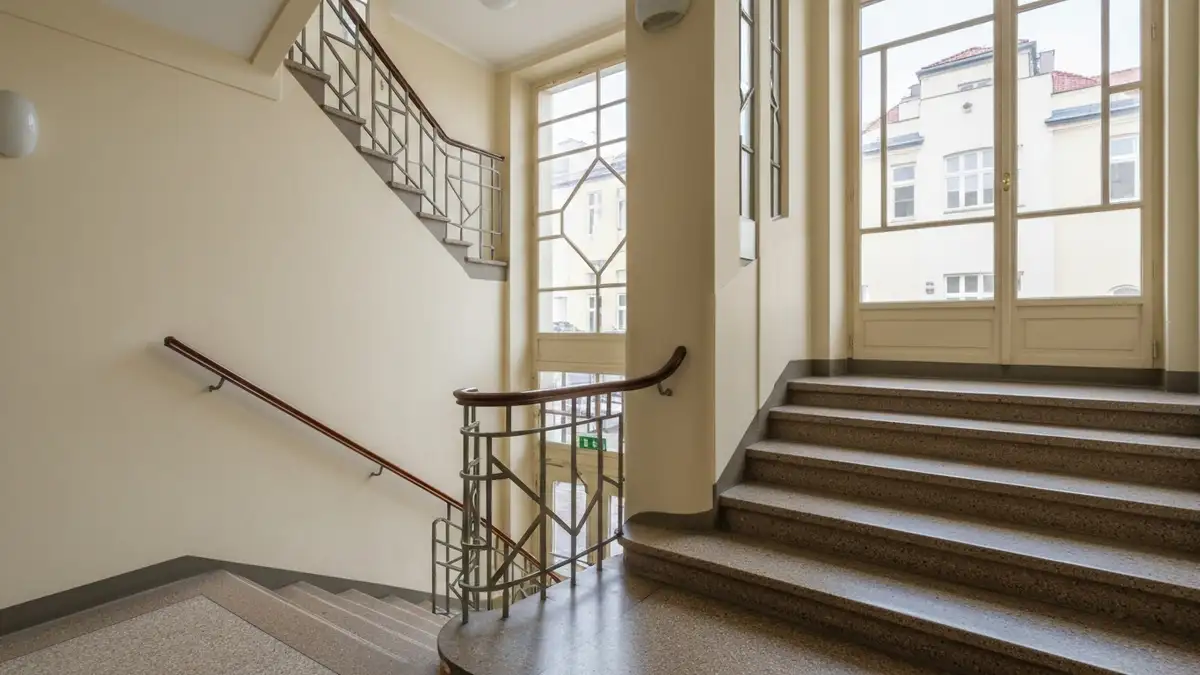 Modernistyczna klatka schodowa w kamienicy w centrum Gdyni