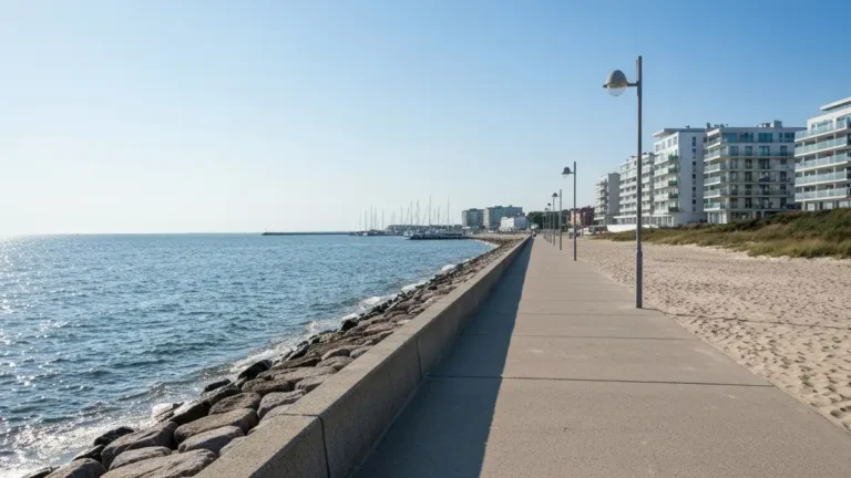 Bulwar Nadmorski w Gdyni przy plaży i Zatoce Gdańskiej