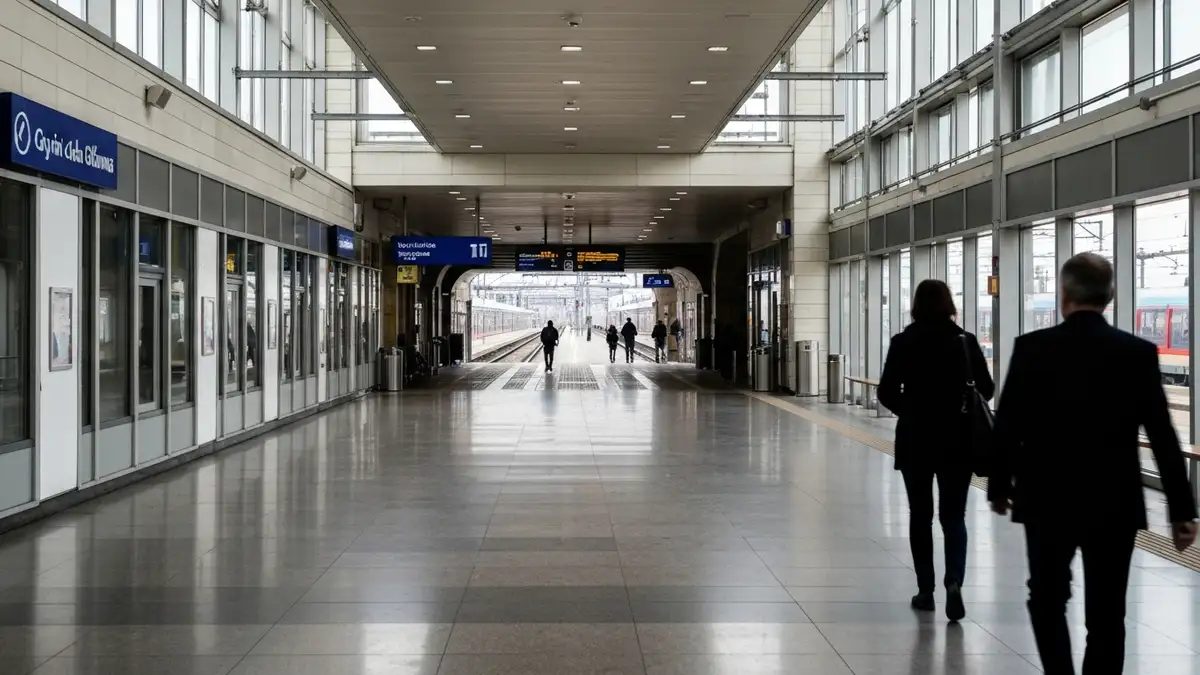 Hala dworca Gdynia Główna z przejściem na perony i światłem dziennym
