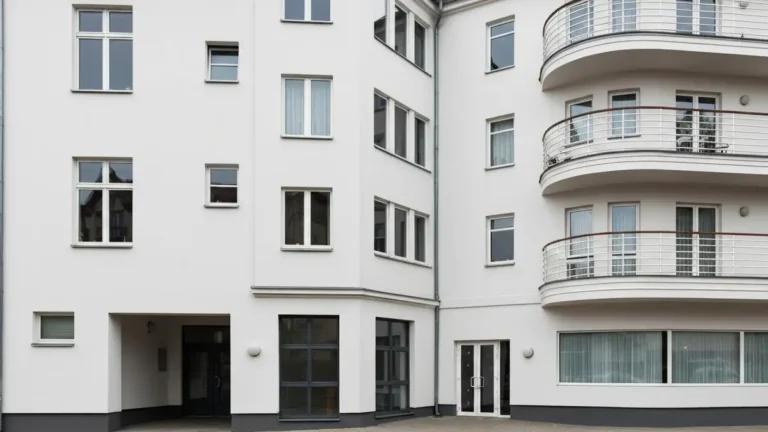 Modernistyczne kamienice w centrum Gdyni z detalami stylu okretowego i funkcjonalizmu